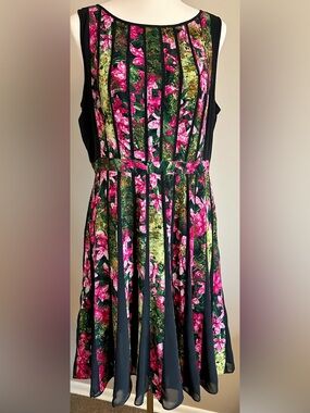 Adrianna Papell Fractured Floral Dress in “ Lipstick”